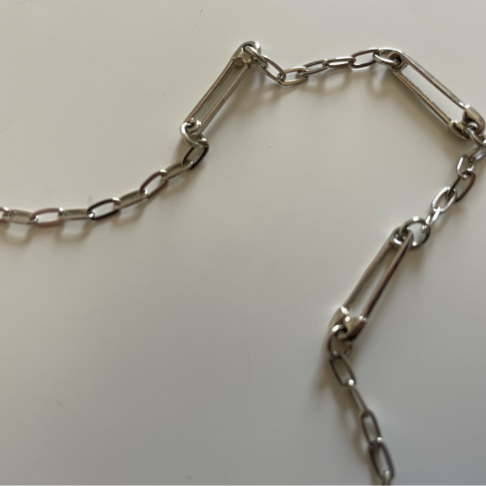 Sterling Silver Tone Paperclip Chain Necklace